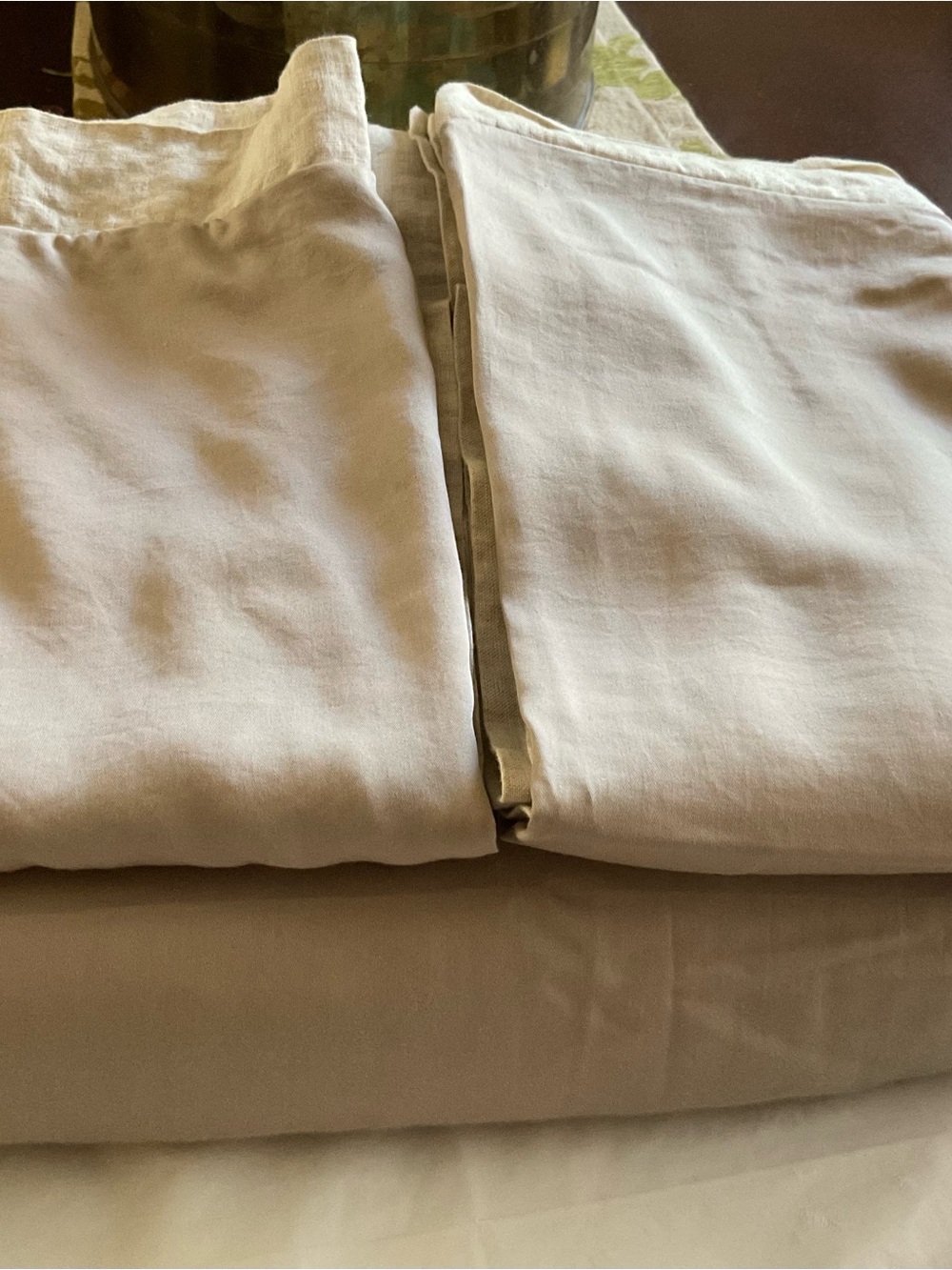 Pottery Barn Silky Tencel Lyocell Queen Duvet Cover Flax Linen Borders 3PCS